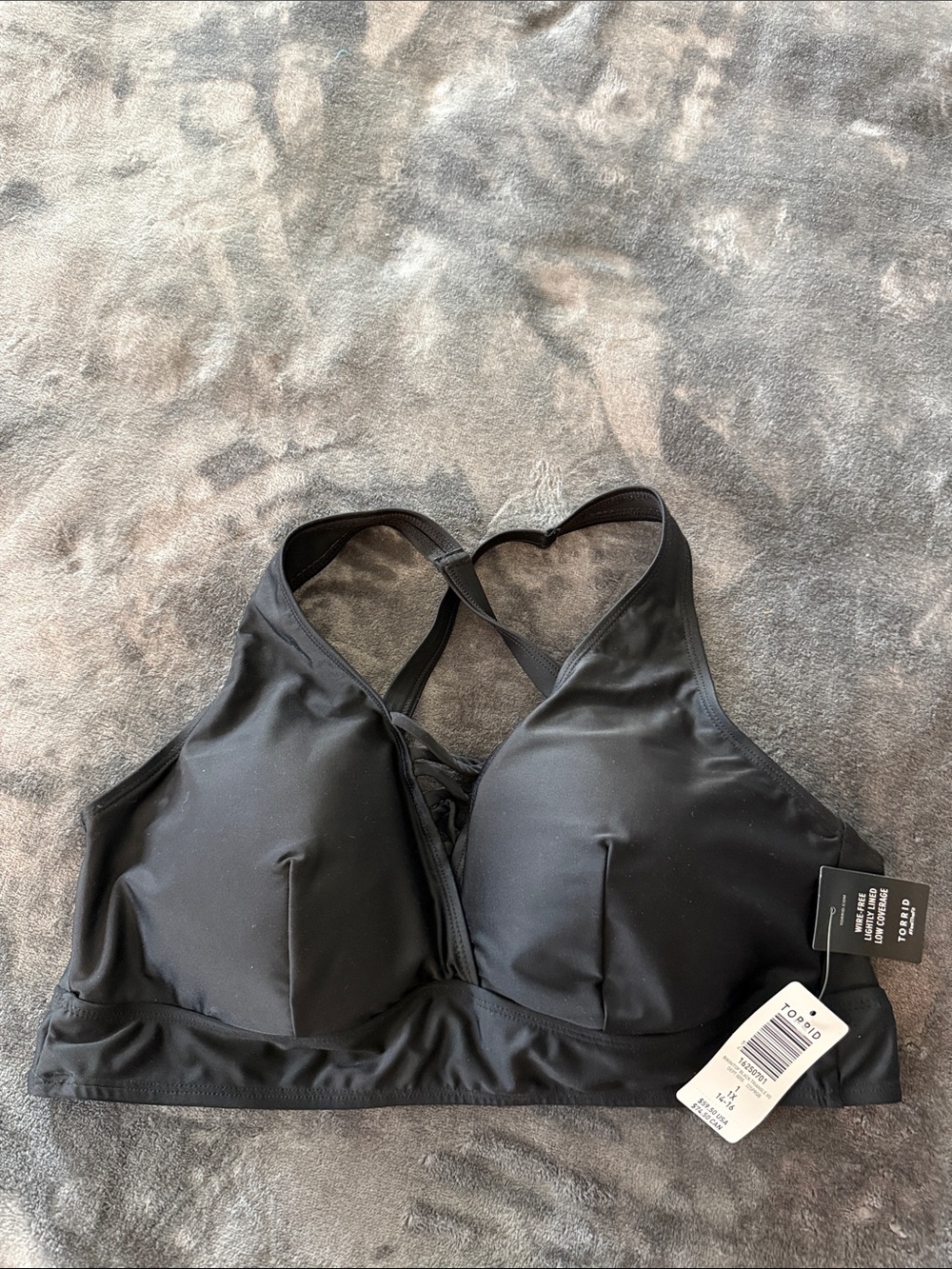 torrid Swim Black Racerback Lace-Detail